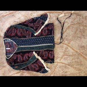 print top with fringe tie